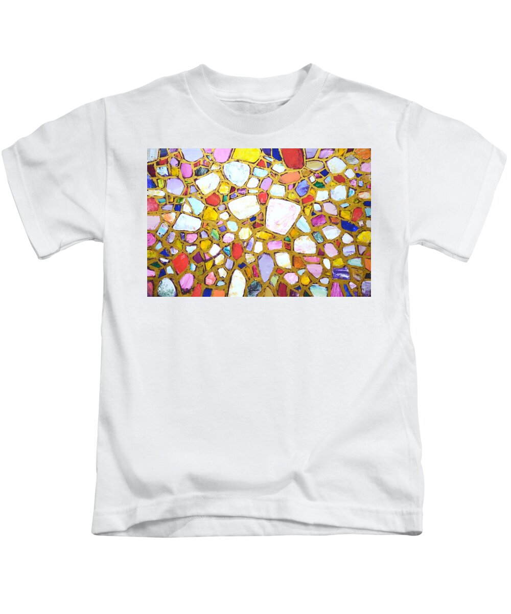 Stones Kids T-Shirt featuring the painting Stones in gold 3. by Iryna Kastsova