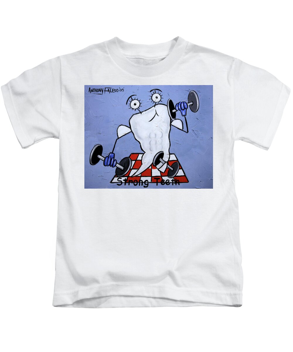Strong Teeth Kids T-Shirt featuring the painting Strong Teeth by Anthony Falbo