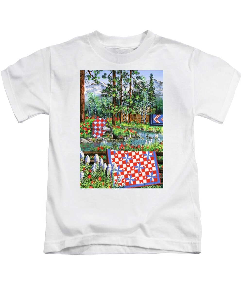 Log Cabin Kids T-Shirt featuring the painting Summer Dream by Diane Phalen