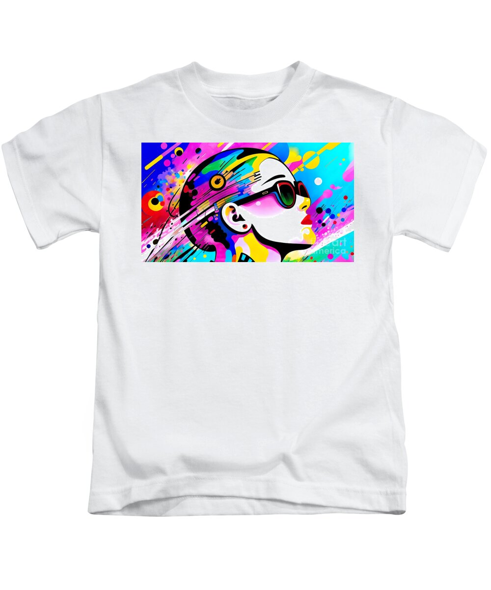 Abstract Kids T-Shirt featuring the digital art Summer Vibes Colour Burst - Portrait 1 by Philip Preston