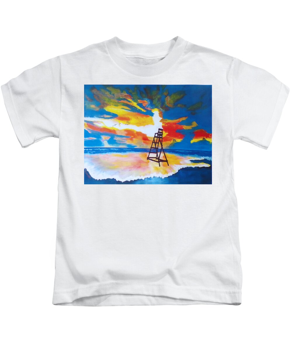 Seascape Kids T-Shirt featuring the painting Sunrise Before the Storm by Kathie Camara