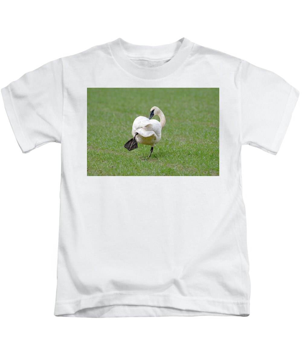 Swan Kids T-Shirt featuring the photograph Swan Yoga by Jerry Cahill