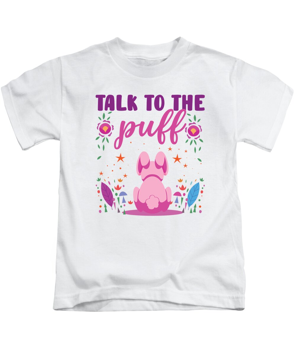 Spring Kids T-Shirt featuring the digital art Talk To The Puff Easter Bunny by Toms Tee Store