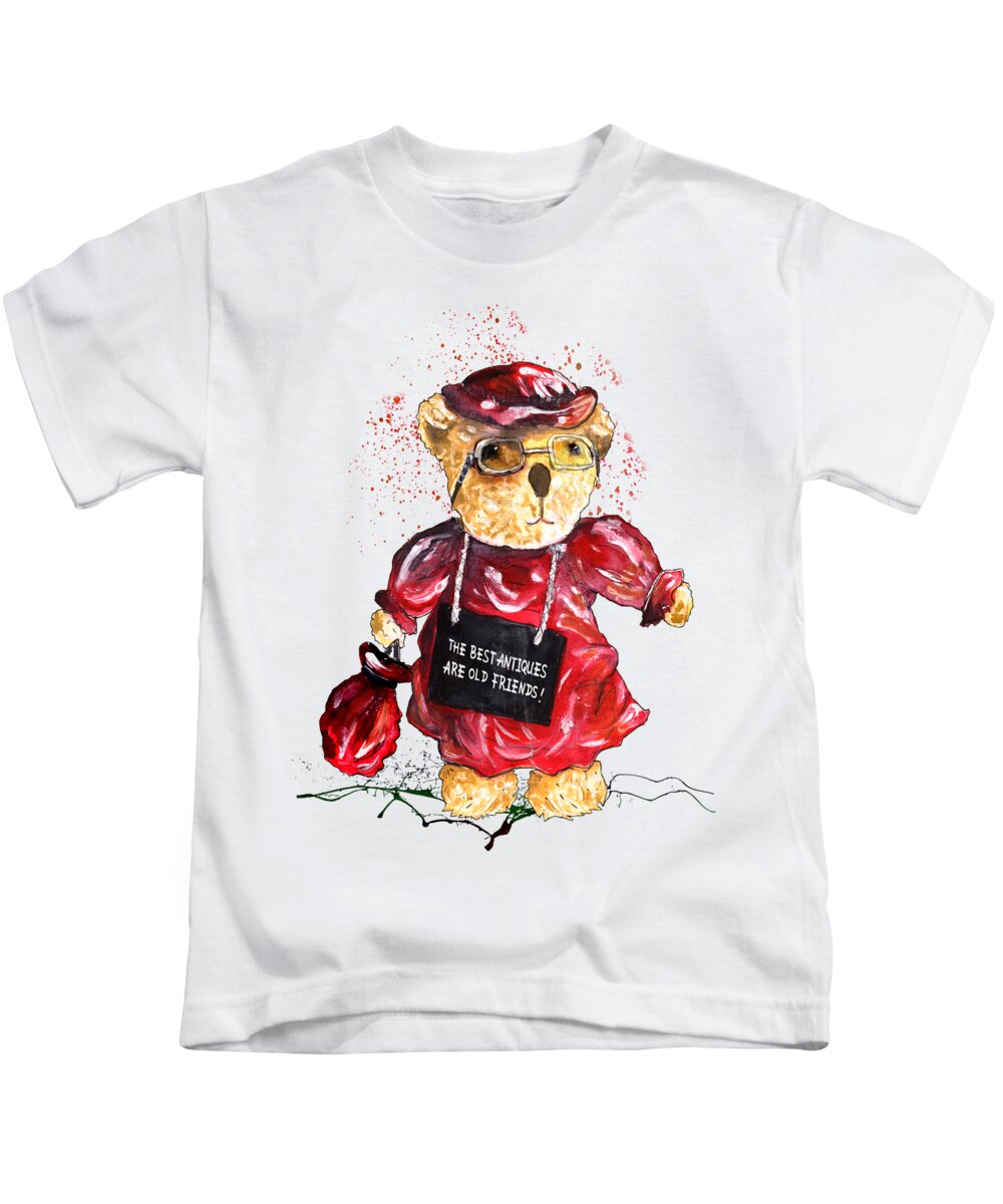 Bear Kids T-Shirt featuring the painting The Best Antiques are Old Friends by Miki De Goodaboom