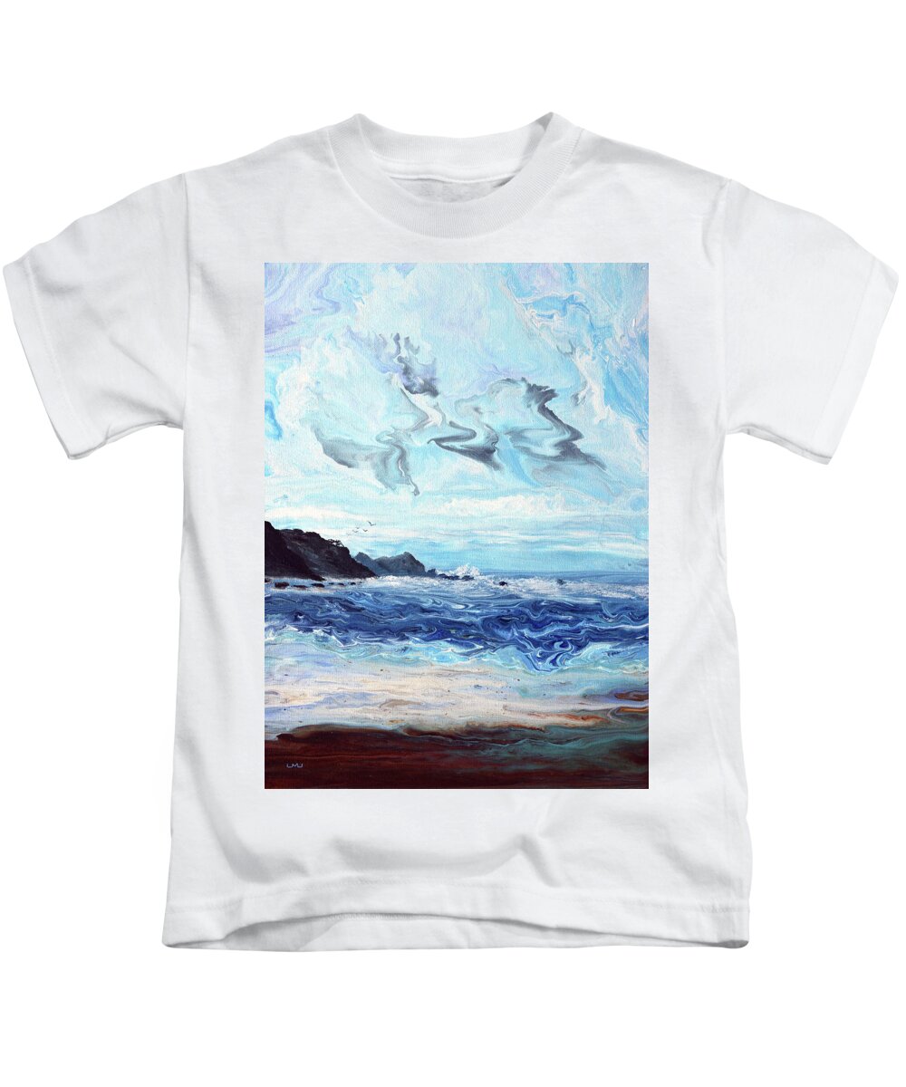 Oregon Kids T-Shirt featuring the painting The Bluffs of Ona Beach by Laura Iverson