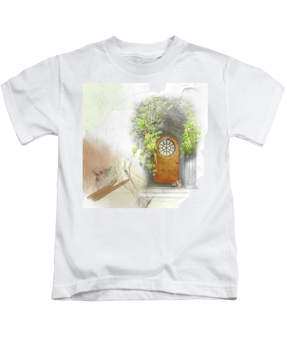Door Kids T-Shirt featuring the mixed media The Light Within by Moira Law