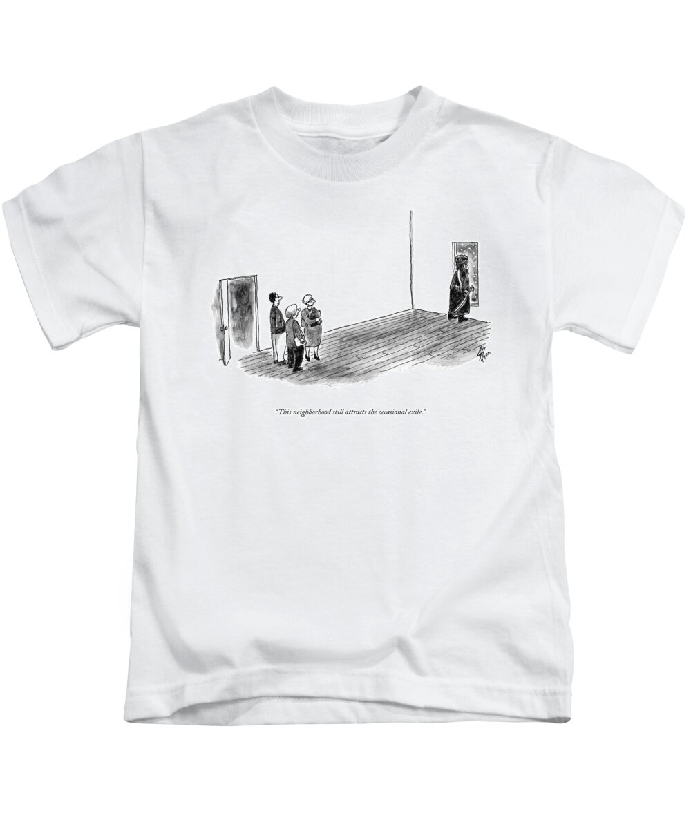 this Neighborhood Still Attracts The Occasional Exile. Russian Kids T-Shirt featuring the drawing The Occasional Exile by Frank Cotham