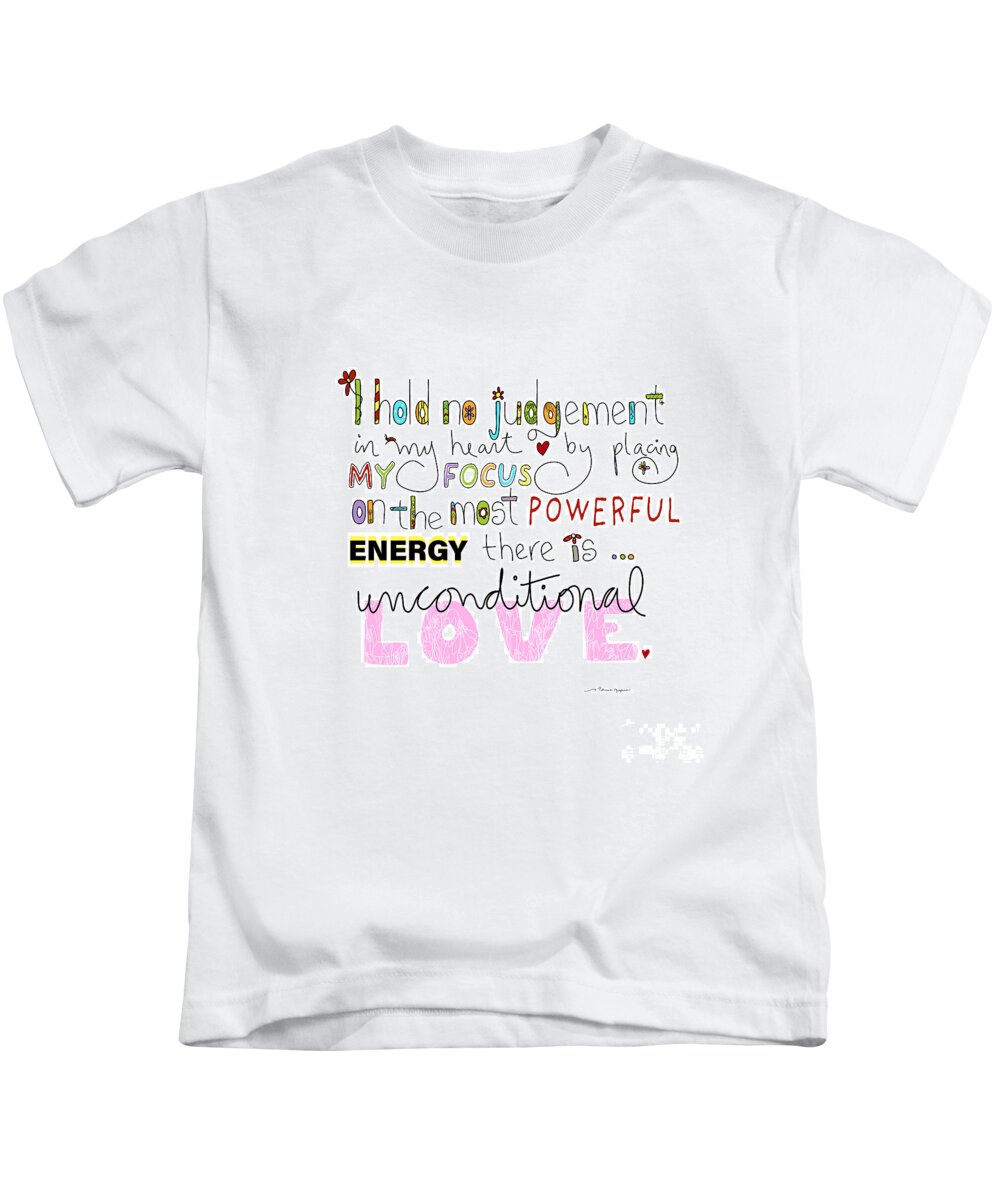 Quote Art Kids T-Shirt featuring the digital art The Power of Love Art inspirational Quote Typography Artwork by Patricia Awapara