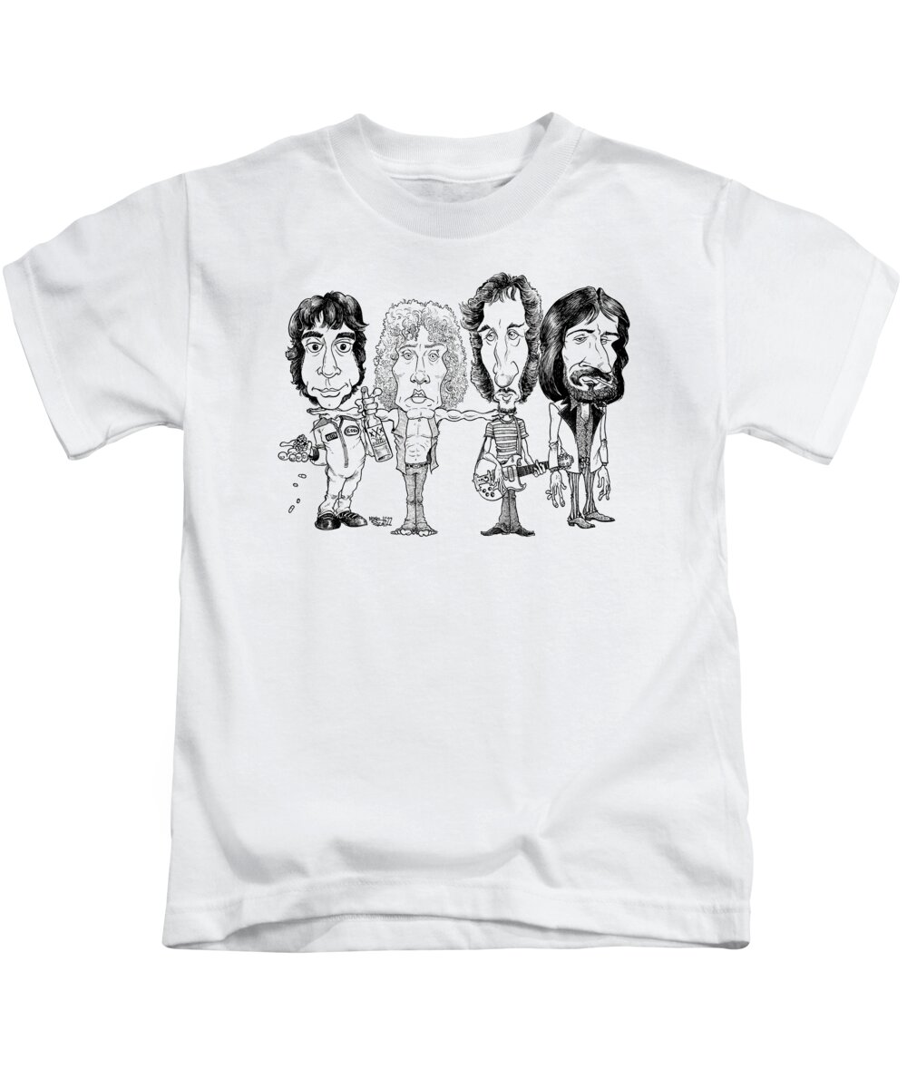 Caricature Kids T-Shirt featuring the drawing The Who by Mike Scott