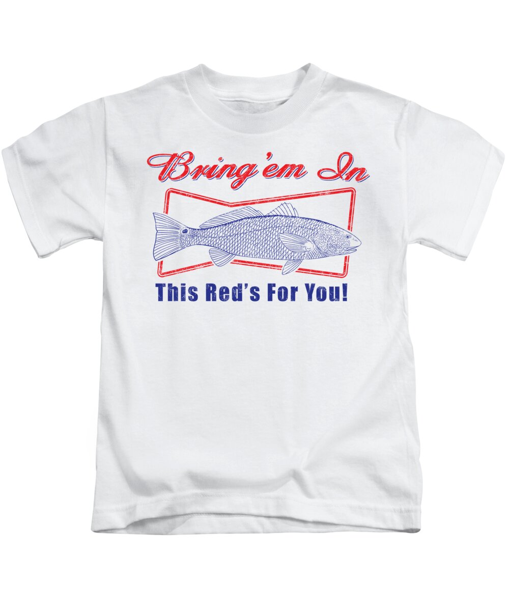 Redfish Kids T-Shirt featuring the digital art This Reds For You by Kevin Putman