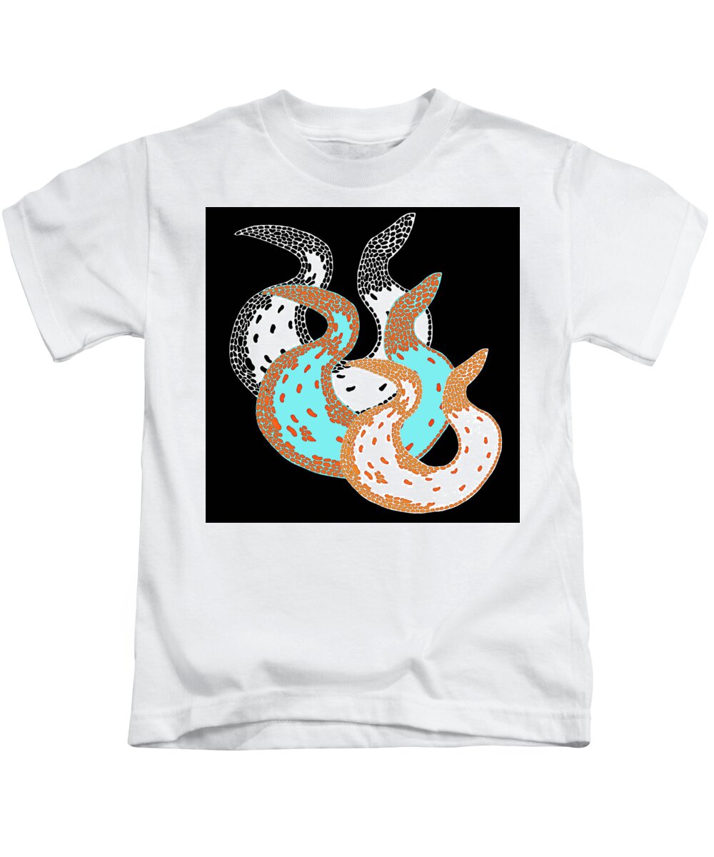 Curves Abstract Kids T-Shirt featuring the mixed media Three Curves Abstract by Lorena Cassady