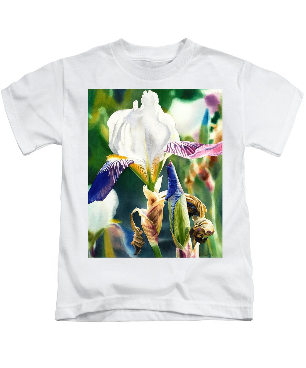 Iris Kids T-Shirt featuring the painting Translucent Iris by Espero Art