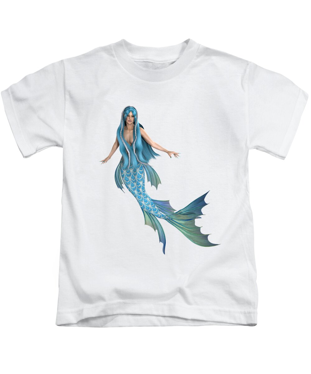 Turquoise Mermaid Tail Scales Kids T-Shirt featuring the digital art Turquoise Mermaid Tail Scales by Two Hivelys