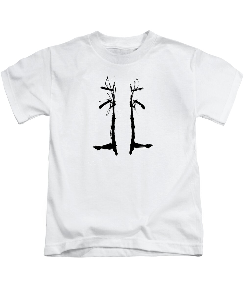 Abstract Kids T-Shirt featuring the painting Twin Trees by Stephenie Zagorski