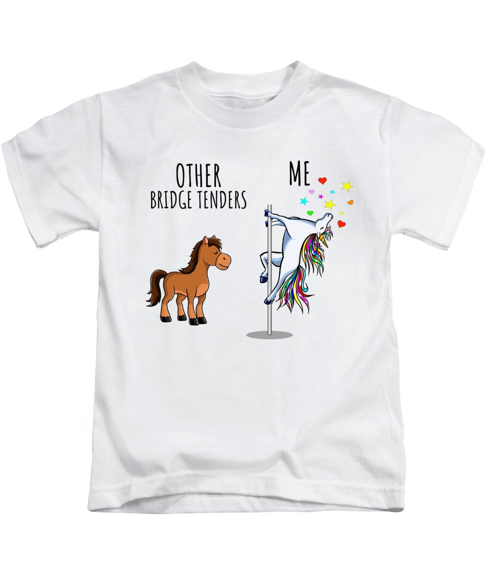 Bridge Tender Kids T-Shirt featuring the digital art Unicorn Bridge Tender Other Me Funny Gift for Coworker Women Her Cute Office Birthday Present by Jeff Creation