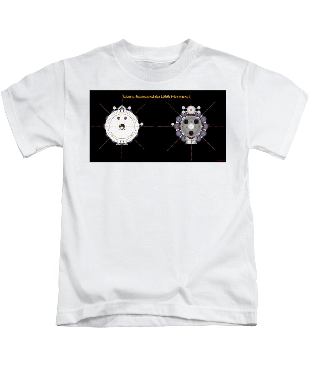 Spaceship Kids T-Shirt featuring the digital art USS Hermes1 Front to back by David Robinson