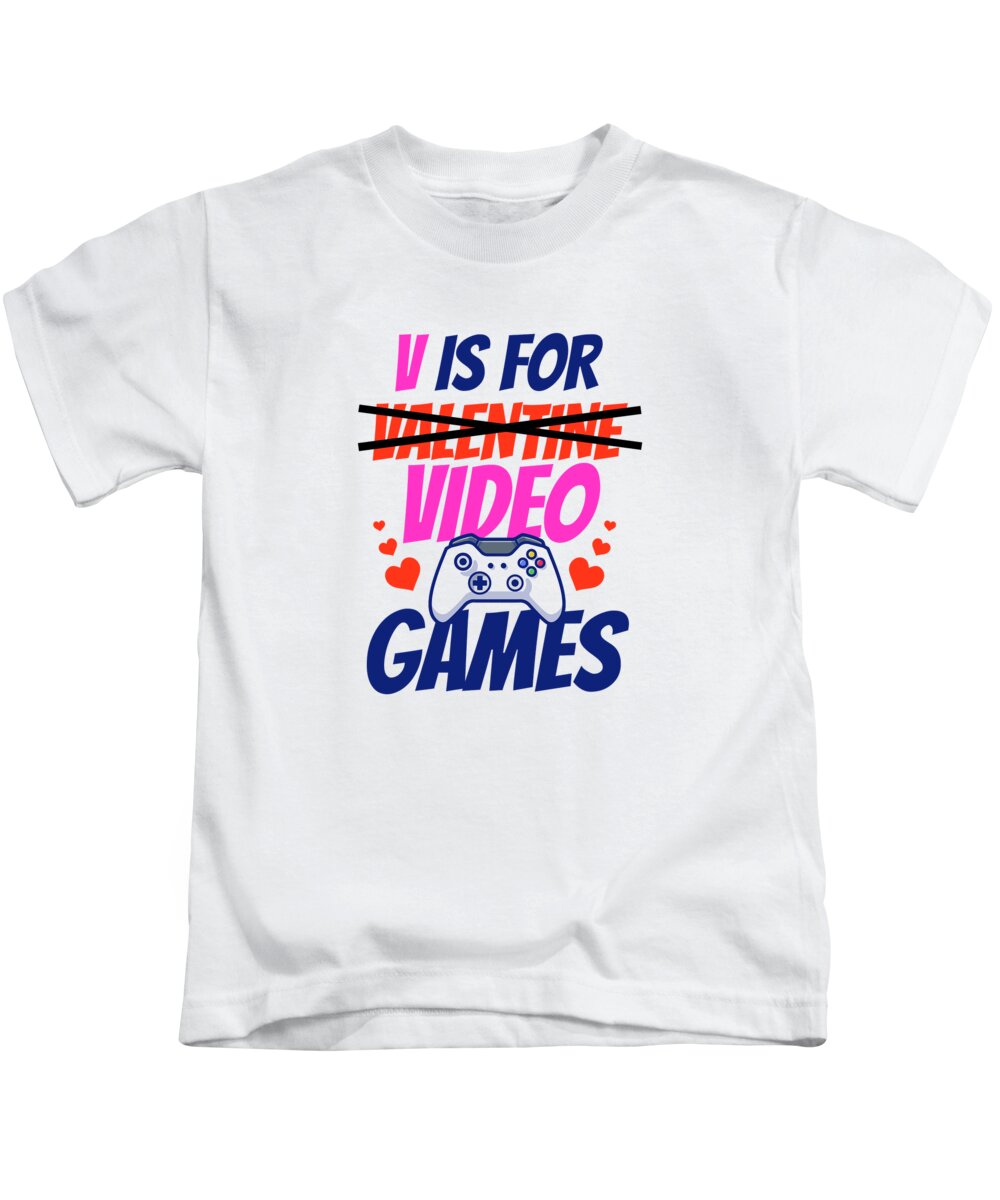 V IS FOR VIDEO - Norman GAMES controller with no T-Shirt valentine Pixels Kids by W