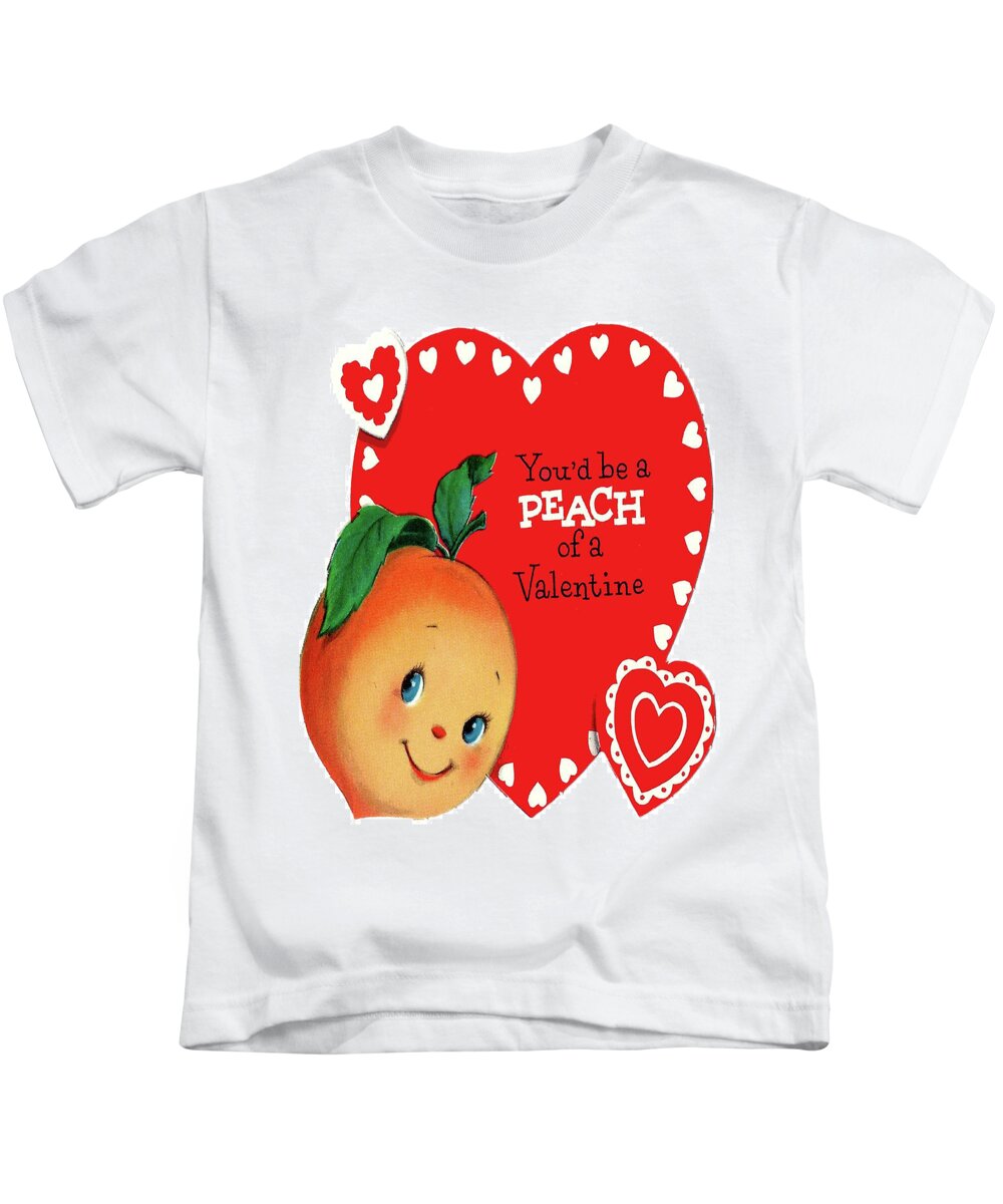 Peach Kids T-Shirt featuring the digital art Valentine Peach by Long Shot
