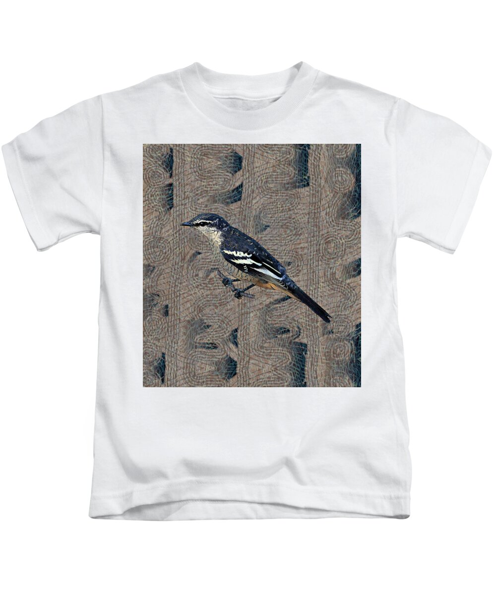 Portrait Kids T-Shirt featuring the drawing Varied Triller Bird Illustration by Joan Stratton