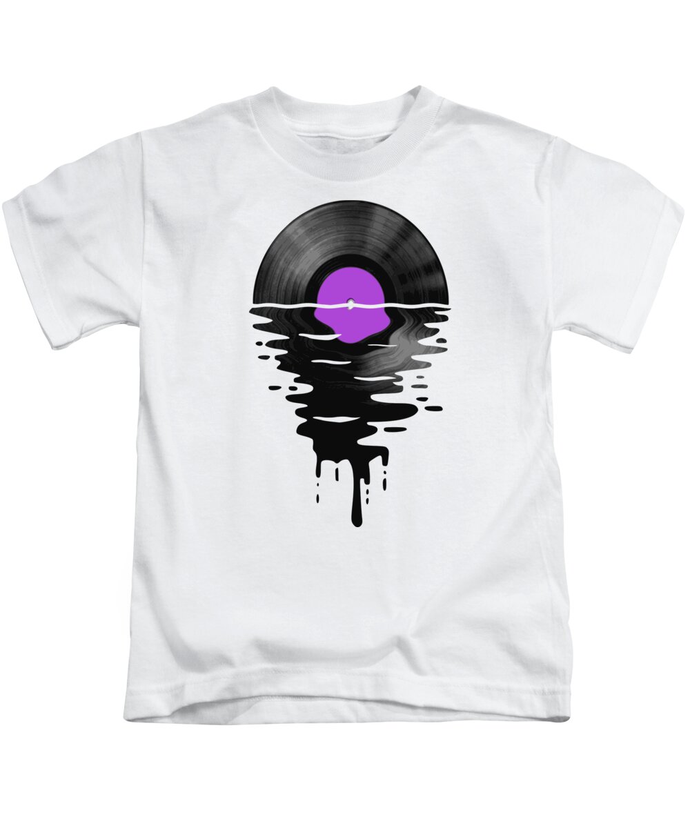 Vinyl Kids T-Shirt featuring the digital art Vinyl LP Record Sunset Purple by Filip Schpindel