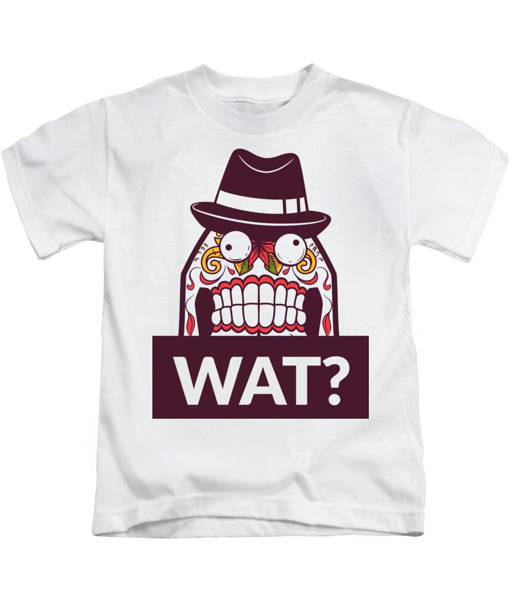 Halloween Kids T-Shirt featuring the digital art Wat Sugar Skull by Jacob Zelazny