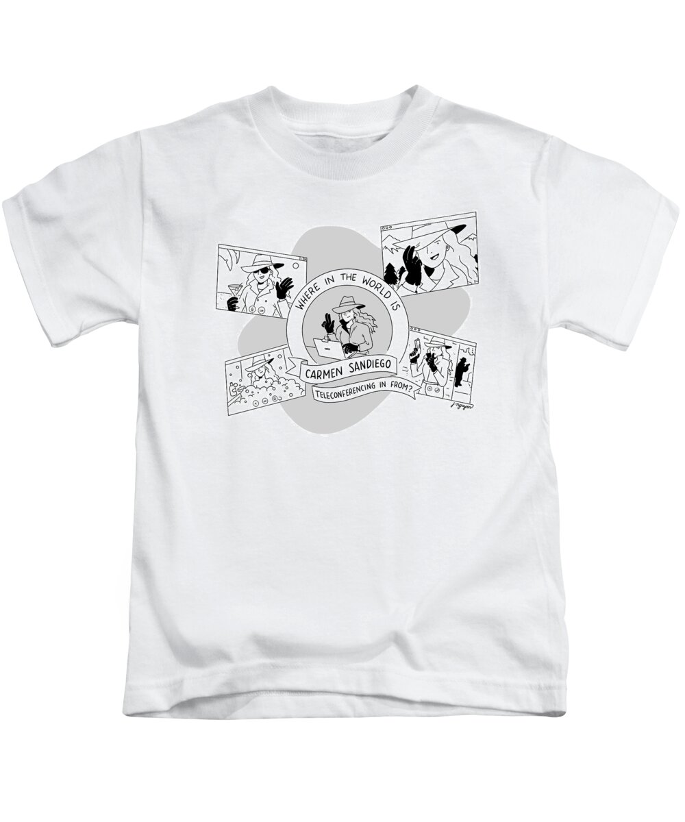 Captionless Kids T-Shirt featuring the drawing Where In The World by Jeremy Nguyen