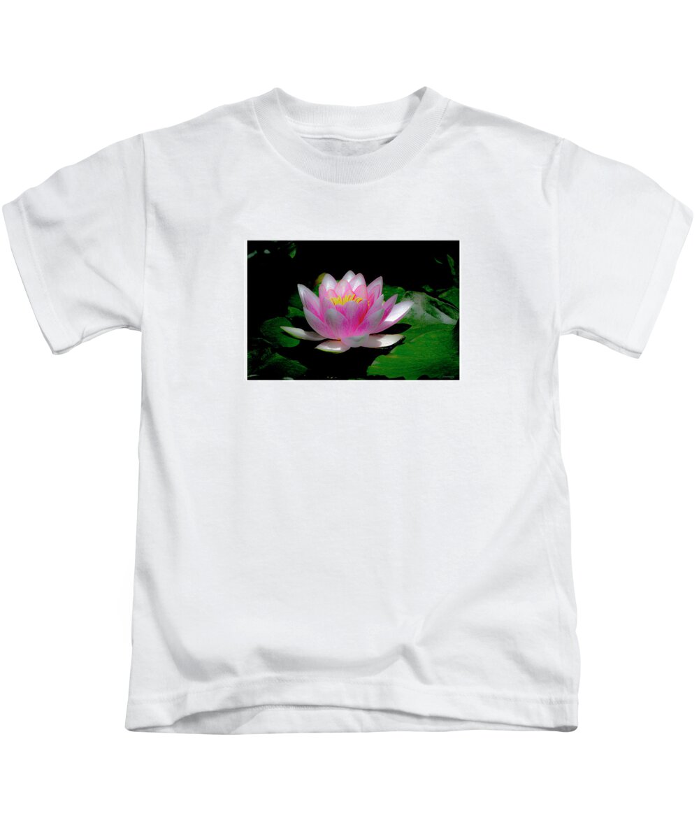 Water Kids T-Shirt featuring the photograph White Bordered Water Lily by Diane Lindon Coy