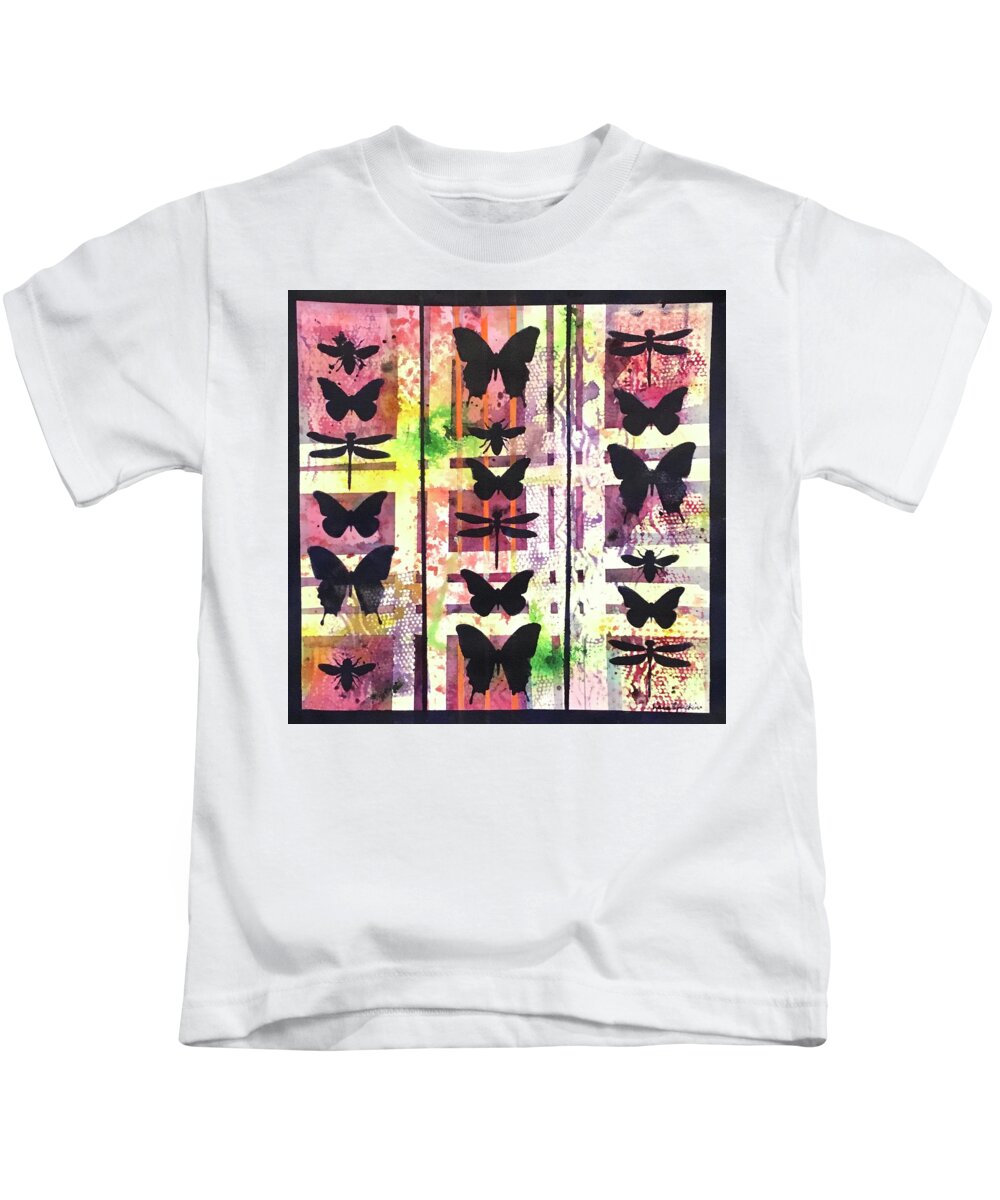 Butterfly Kids T-Shirt featuring the painting Winged Creatures I by Liana Yarckin