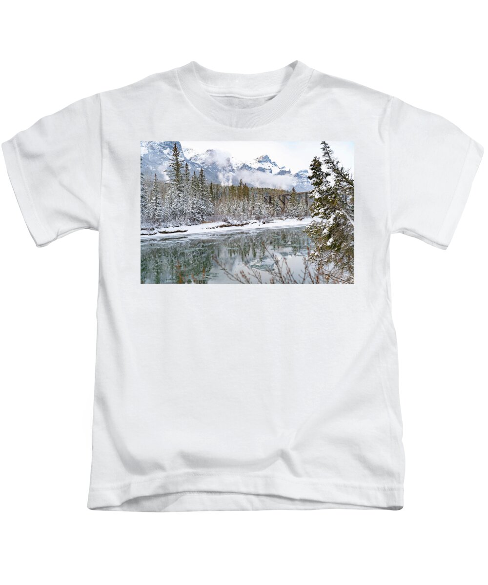 #canmorewinter Kids T-Shirt featuring the photograph Winter Magic Canmore by Marie Conboy