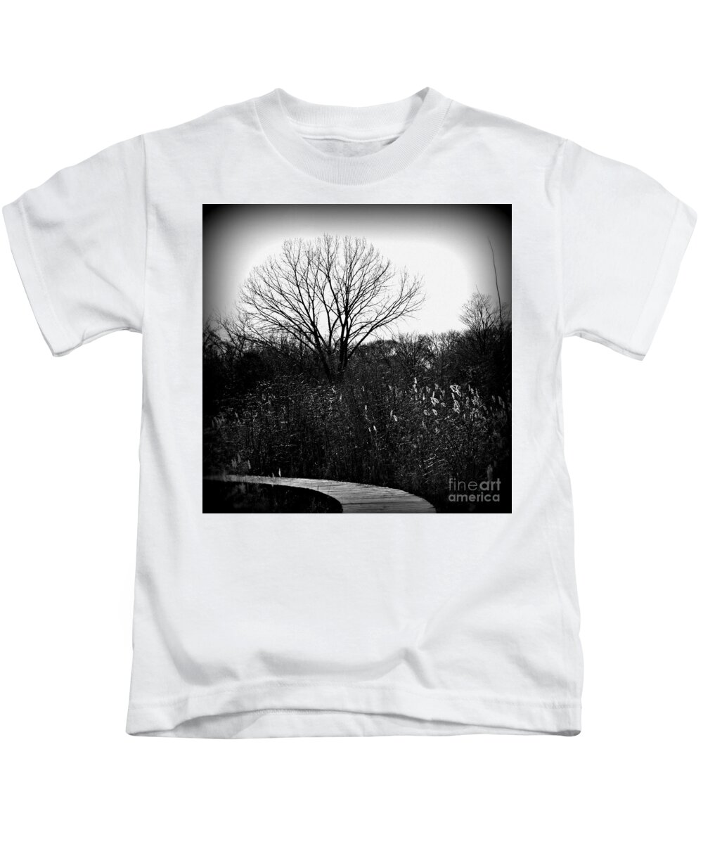 Tree Kids T-Shirt featuring the photograph Winter Tree And Bridge At Homewood Izaak Walton Preserve - Holga by Frank J Casella
