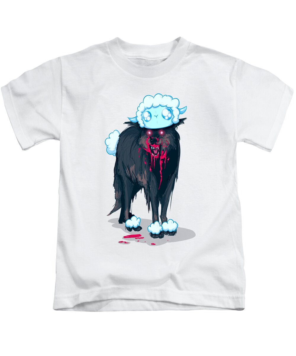 Wolf Kids T-Shirt featuring the digital art Wolf Sheep by Ludwig Van Bacon