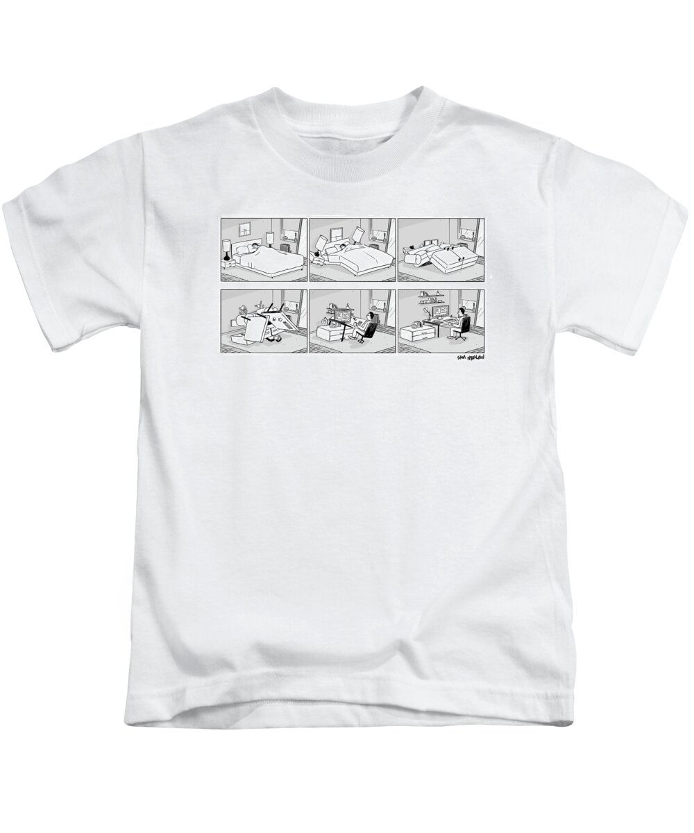Captionless Kids T-Shirt featuring the drawing Work From Home by Sam Marlow