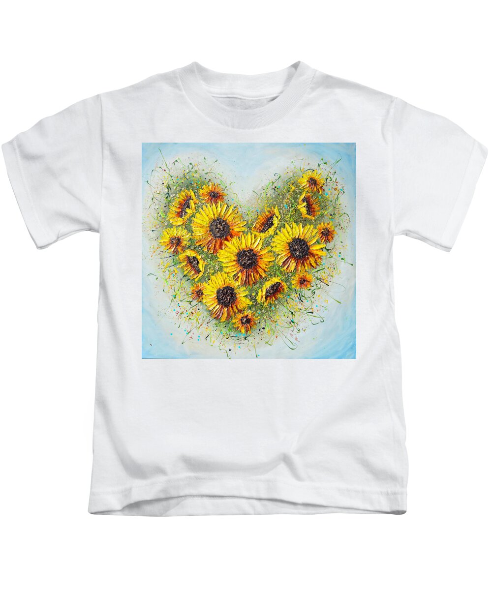 Sunflower Kids T-Shirt featuring the painting You're my Sunshine by Amanda Dagg