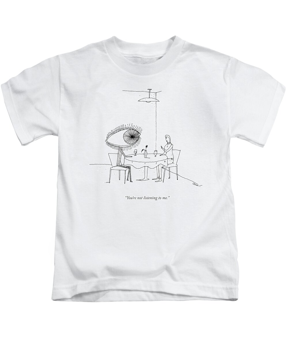 A23756 Kids T-Shirt featuring the drawing You're Not Listening by Liana Finck