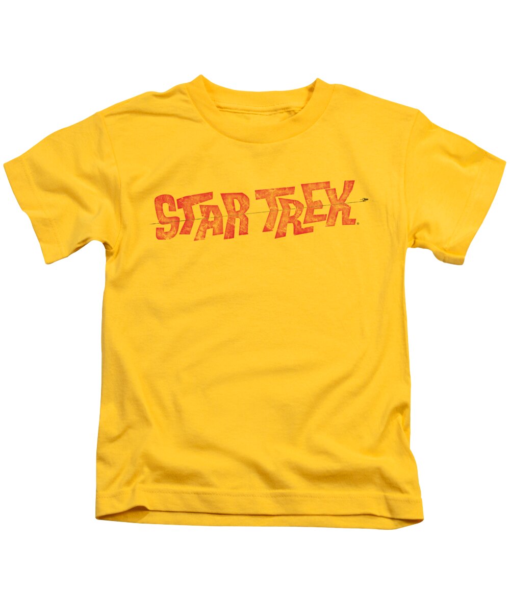 Star Trek Kids T-Shirt featuring the digital art Star Trek - Distressed Comic Logo by Brand A