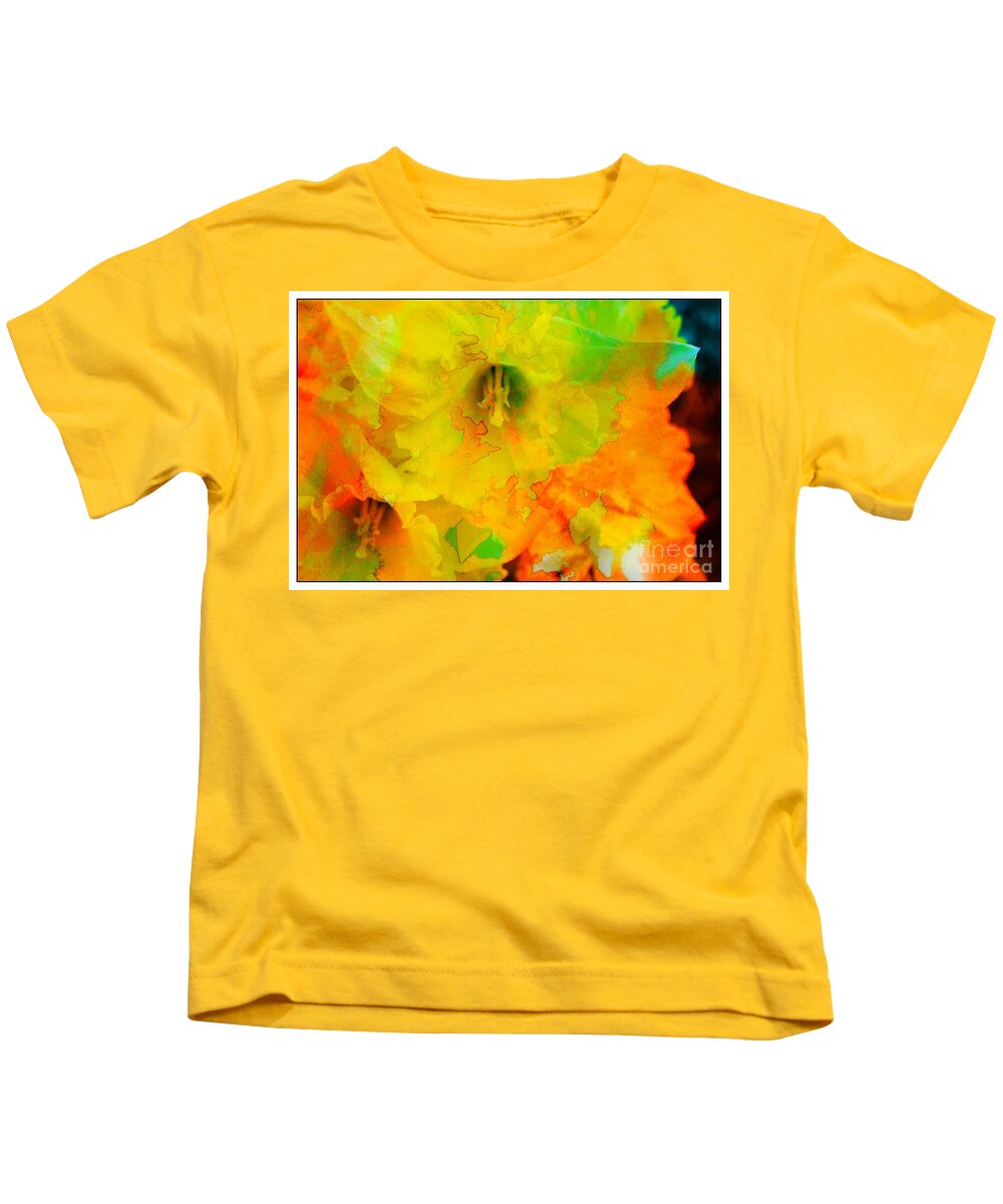 Daffodil Kids T-Shirt featuring the photograph Daffodil Watercolor Overlay by Barbara A Griffin