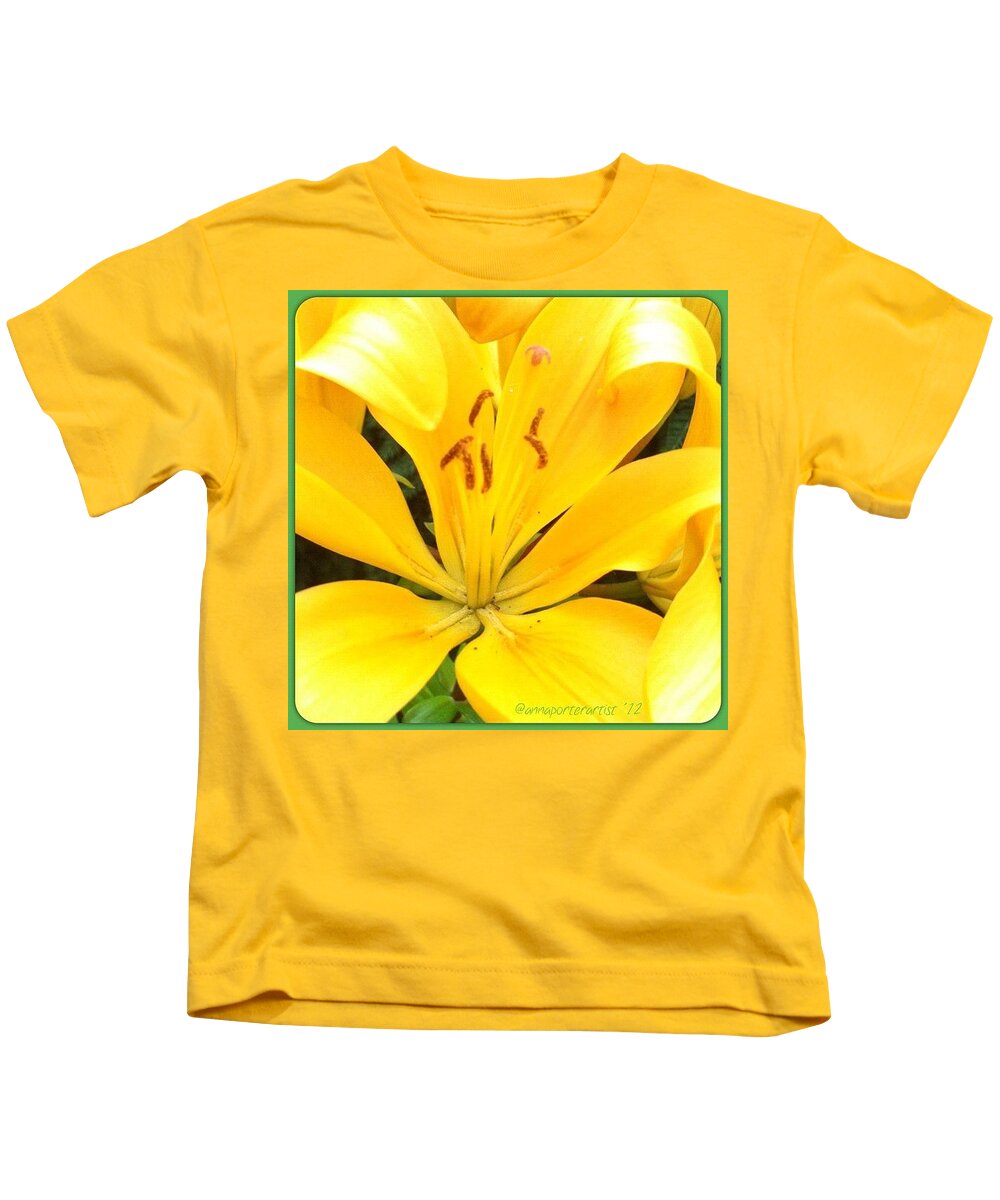 Beautiful Kids T-Shirt featuring the photograph Golden Lily #yellow #lily #sunny by Anna Porter