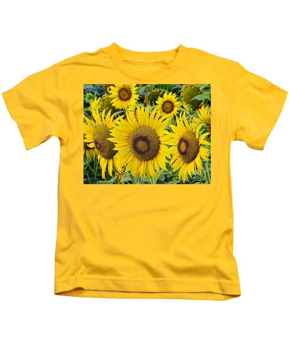 Sunflowers Kids T-Shirt featuring the photograph Sunflowers by Gary Beeler