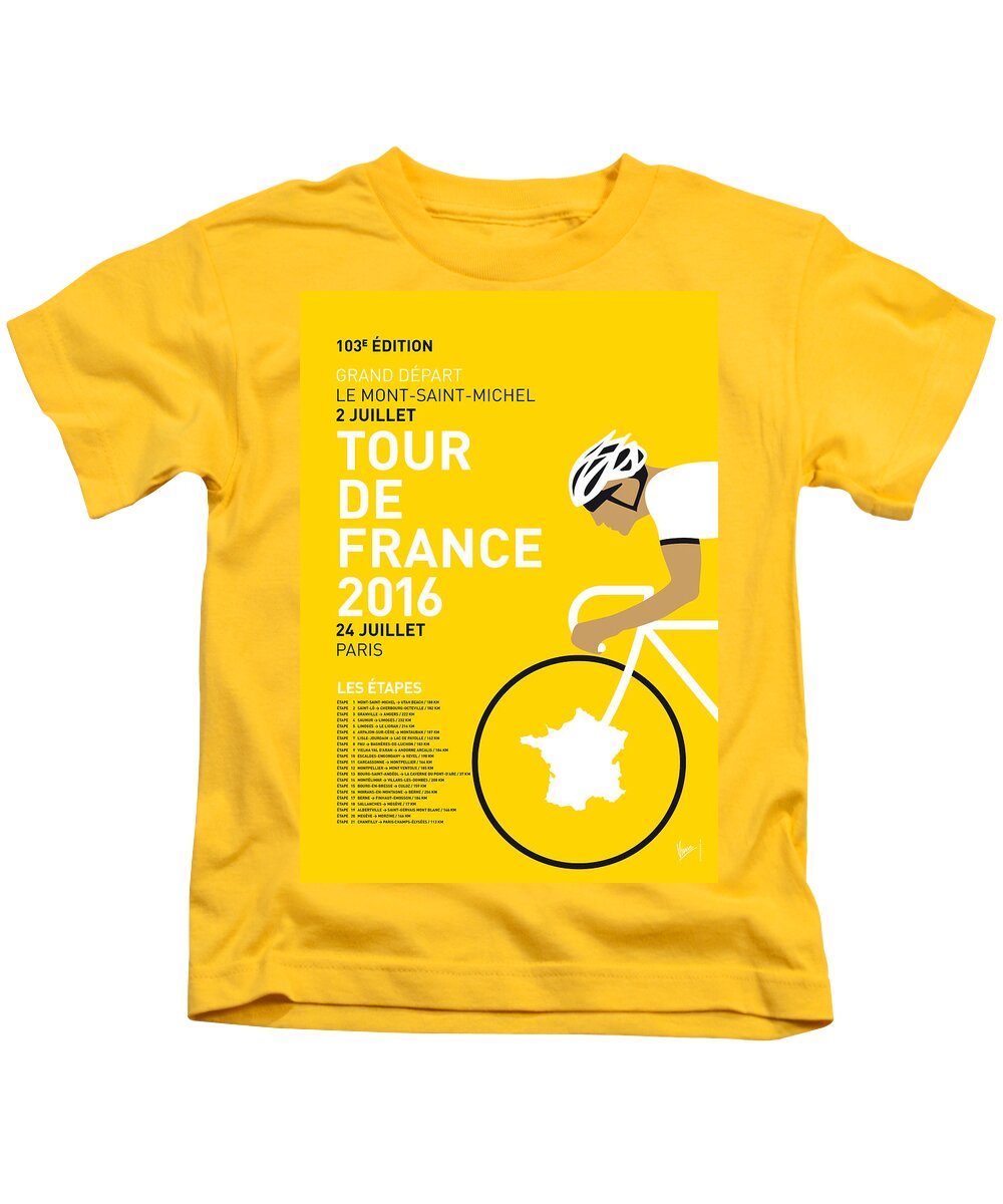 2016 Kids T-Shirt featuring the digital art My Tour De France Minimal Poster 2016 by Chungkong Art
