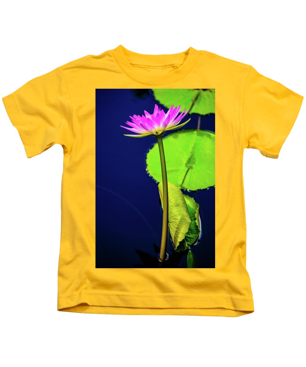 Flowers & Plants Kids T-Shirt featuring the photograph Pink Water Lily #1 by Louis Dallara