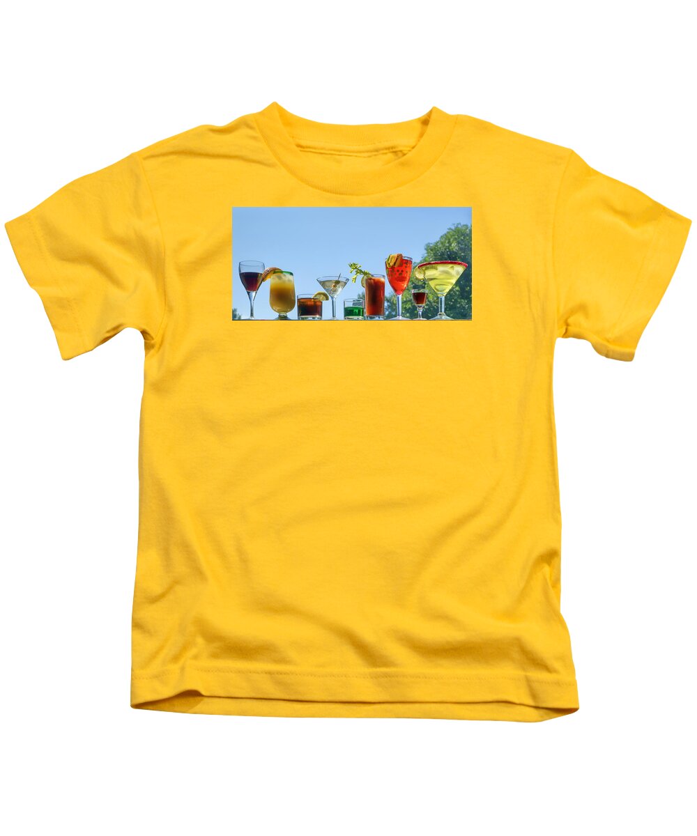 Beverages Kids T-Shirt featuring the photograph Alcoholic Beverages - Outdoor Bar by Nikolyn McDonald