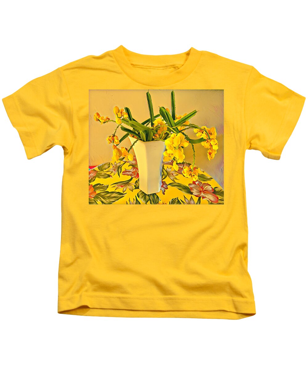 #alohabouquetoftheday #wildflowers #yellow #flowers #aloha Kids T-Shirt featuring the photograph Aloha Bouquet of the Day - Yellow Wild Flowers by Joalene Young
