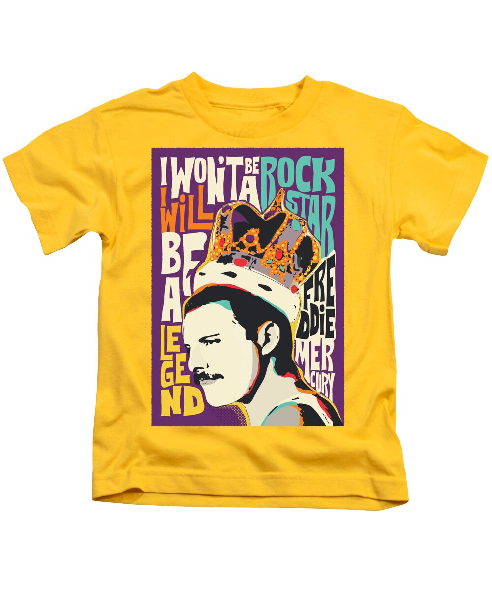 Freddie Mercury Kids T-Shirt featuring the digital art Freddie Mercury Pop Art Quote by BONB Creative