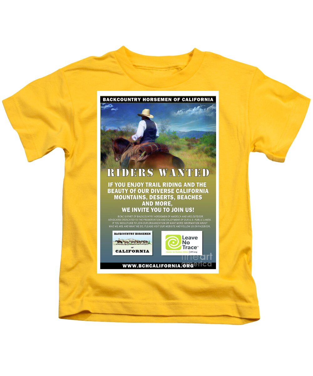 Bchc Kids T-Shirt featuring the digital art Backcountry Horsemen Join Us Poster by Rhonda Strickland