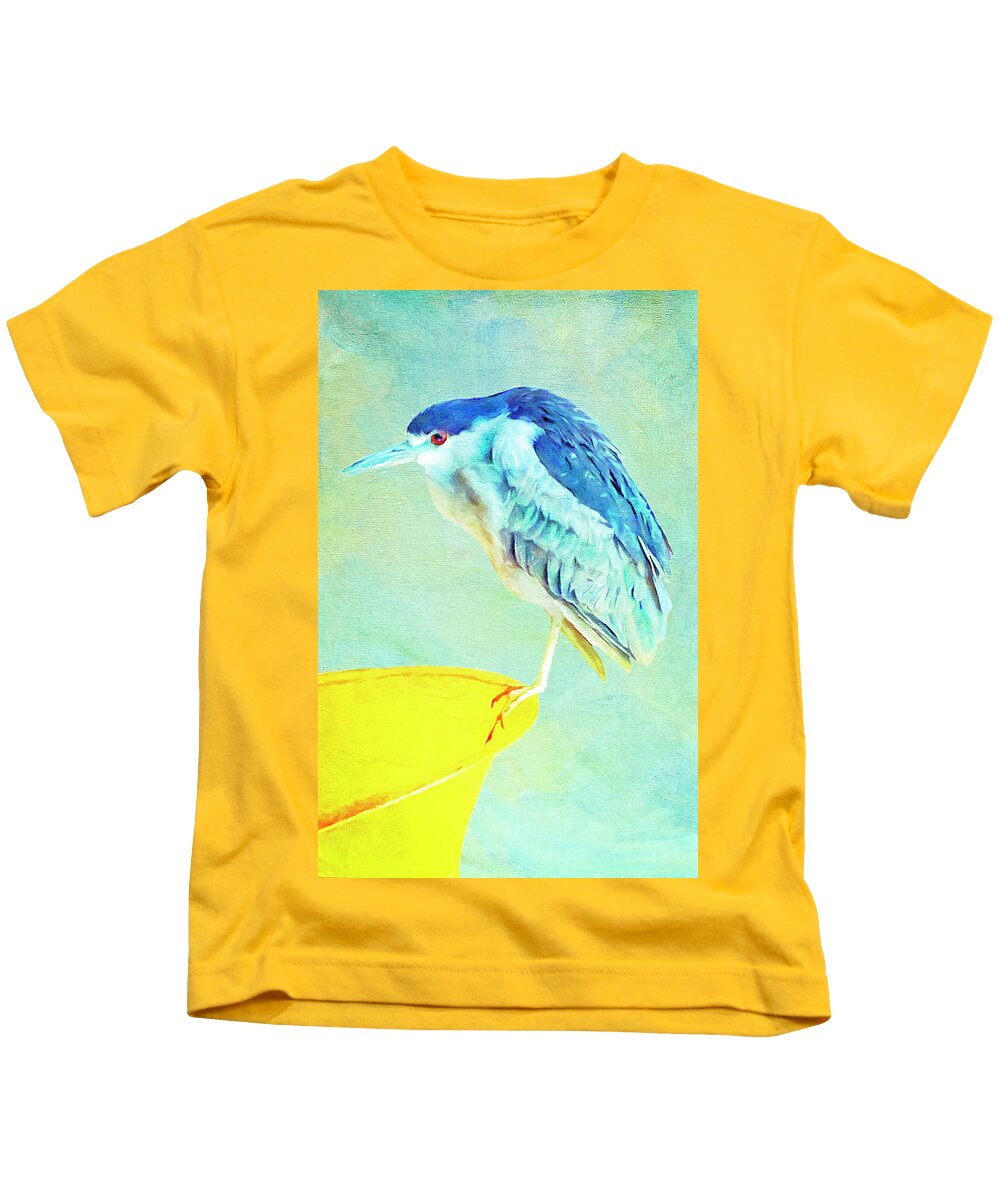 Bird Kids T-Shirt featuring the digital art Bird On a Chair by Sandra Selle Rodriguez