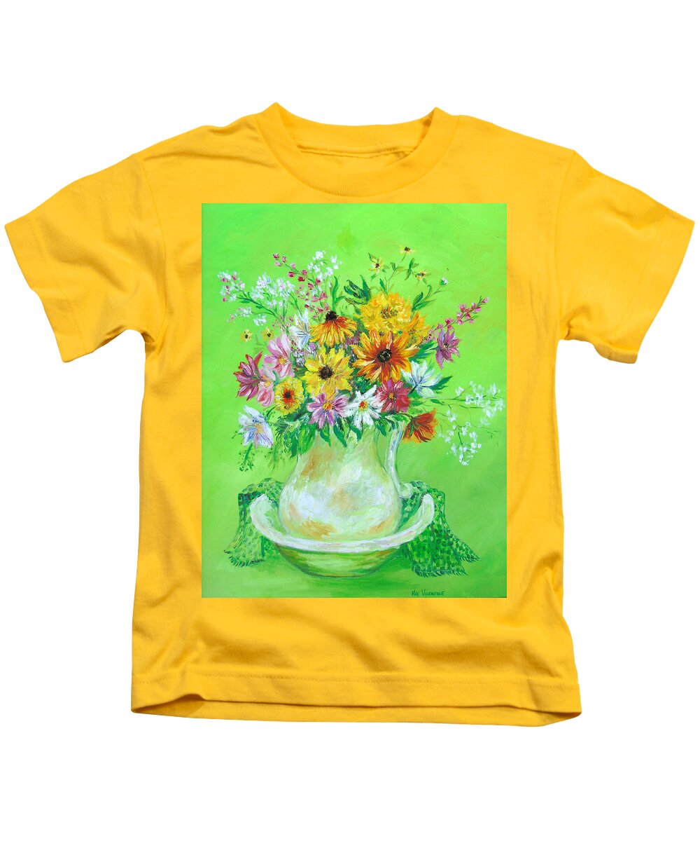 Flower Oil Painting Kids T-Shirt featuring the painting Bouquet by May Villeneuve by Susan Lafleur for May Villeneuve