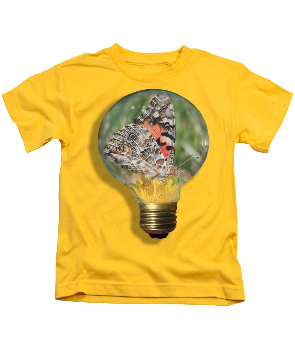 Butterfly Kids T-Shirt featuring the photograph Butterfly In A Bulb II by Shane Bechler