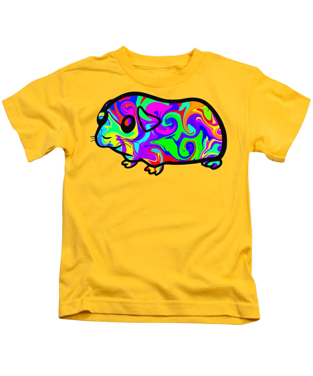 Guinea Pig Kids T-Shirt featuring the digital art Colorful Guinea Pig by Chris Butler