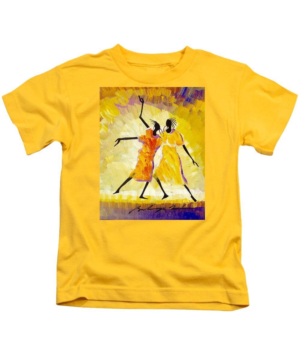 True African Art Kids T-Shirt featuring the painting B-121 by Martin Bulinya