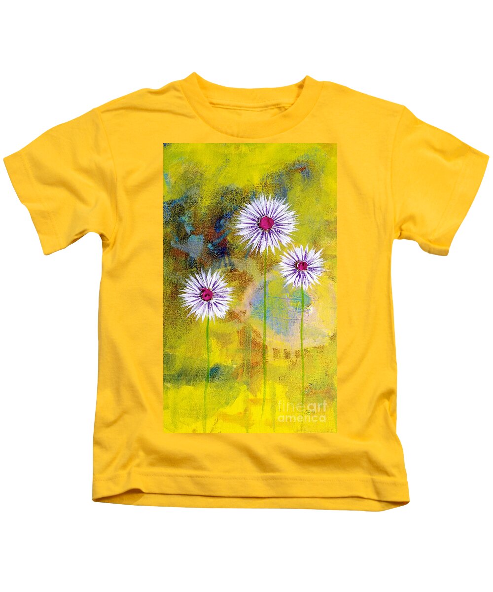 Nature Kids T-Shirt featuring the painting Flower seeds by Wonju Hulse